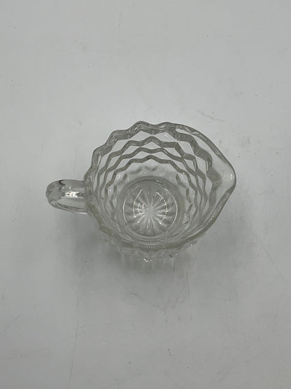 Vintage Fostoria American Clear Glass Creamer,Open Sugar Bowl and Matching Under Tray