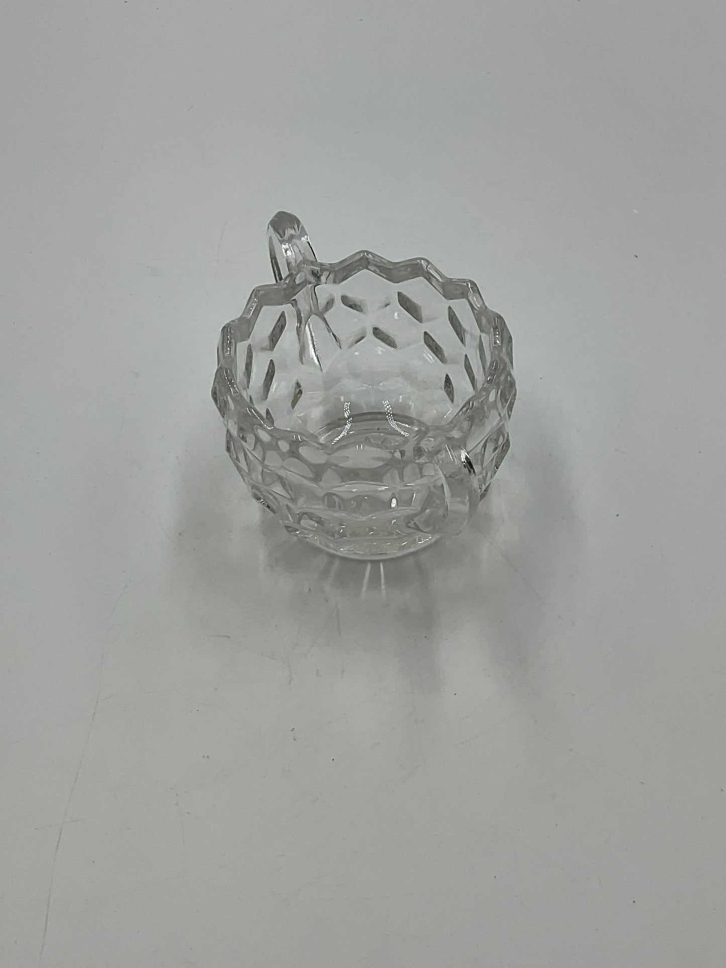 Vintage Fostoria American Clear Glass Creamer,Open Sugar Bowl and Matching Under Tray