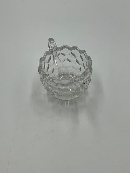 Vintage Fostoria American Clear Glass Creamer,Open Sugar Bowl and Matching Under Tray