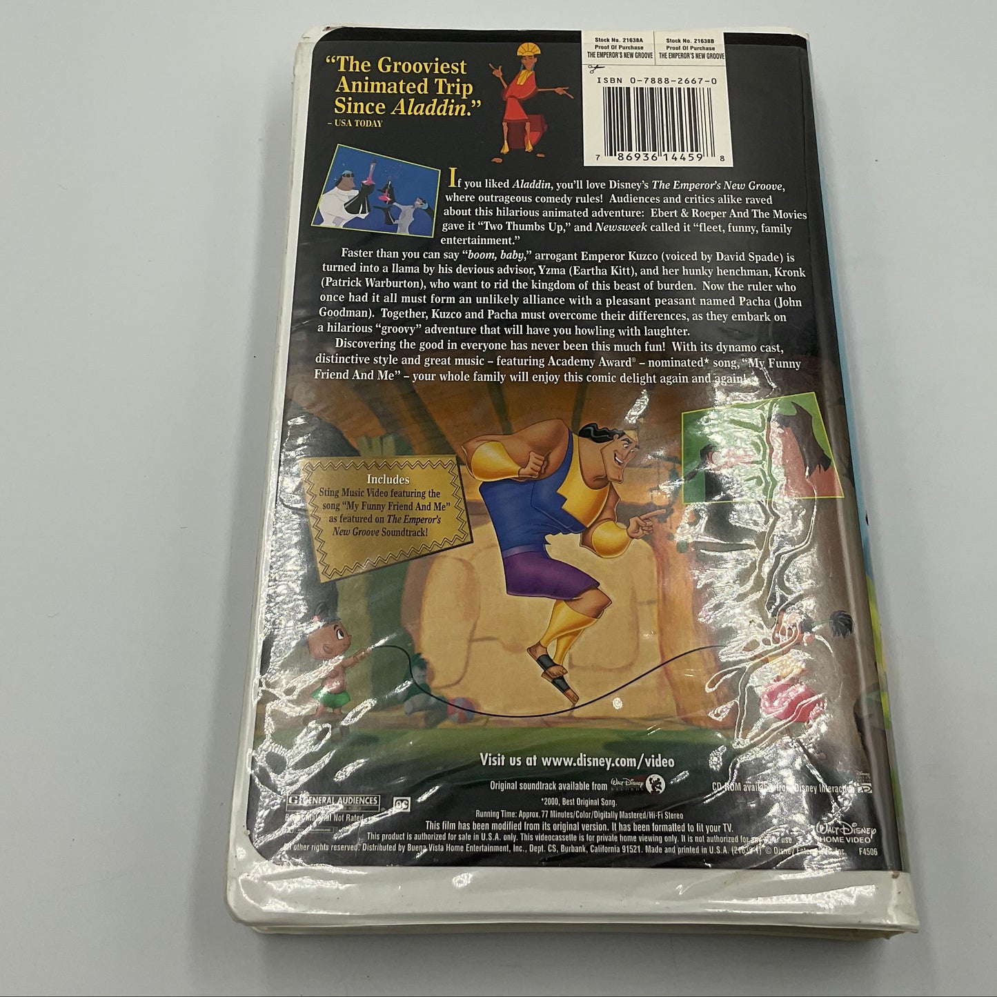 Walt Disney VHS The Emperor’s New Grove 2001 Vintage Video Tape Movie Film Not Tested
