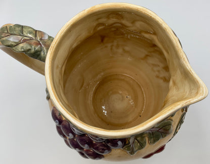 Noble Excellence Meritage Grape Vine Ceramic Pitcher Serving Jug
