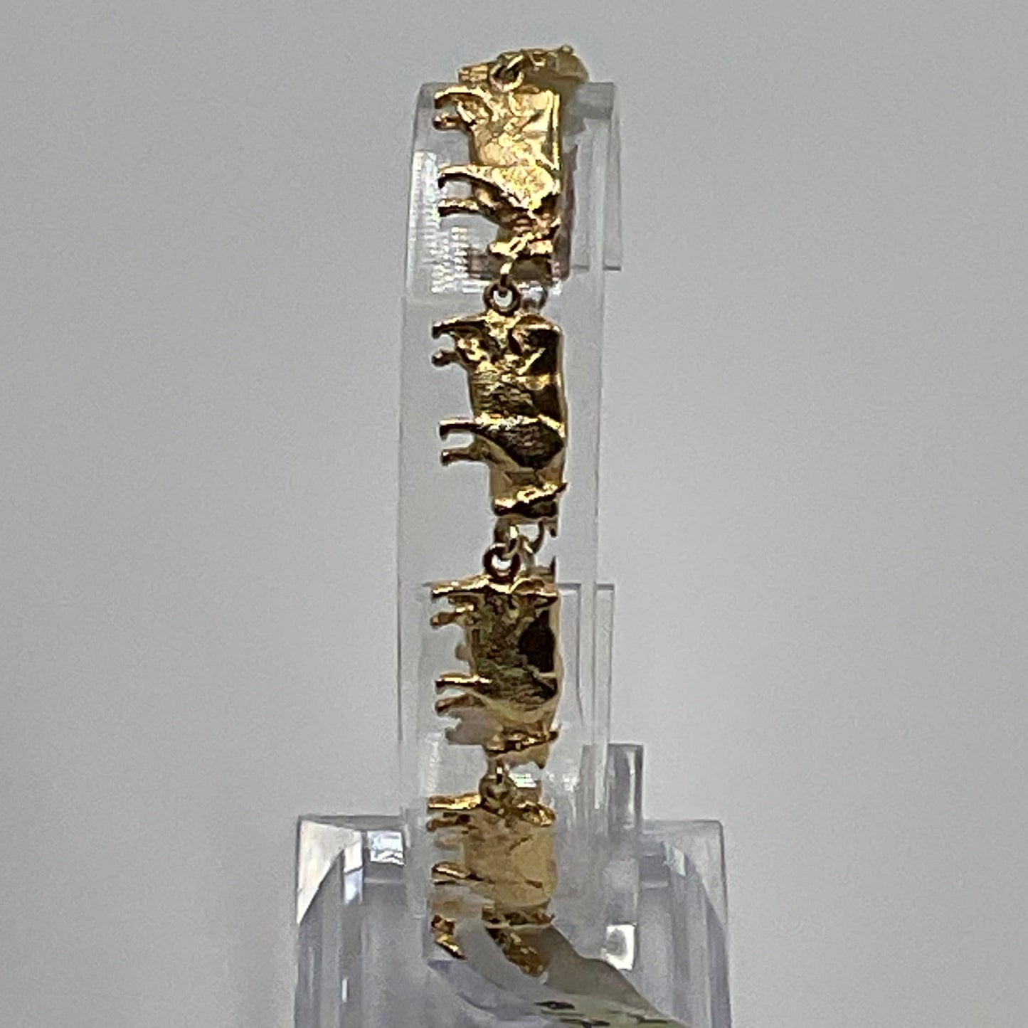 14K Gold Bull Charm Bracelet Jewelry 13.5g Grams