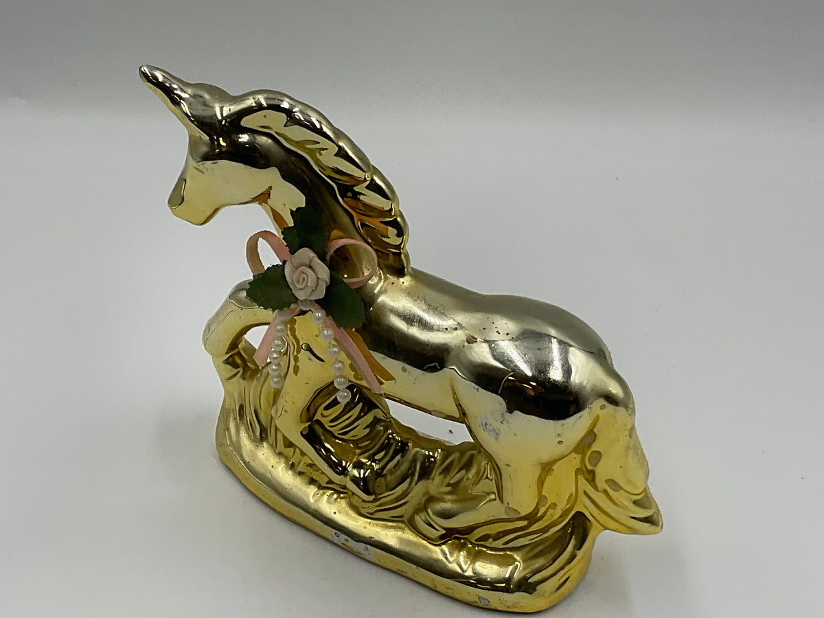 Gold Ceramic Unicorn Figurine