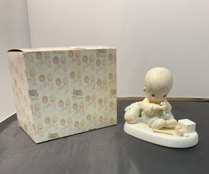 Precious Moments Vintage 1987 Love Is The Glue That Mends Hand Painted Porcelain Collectible Figurine