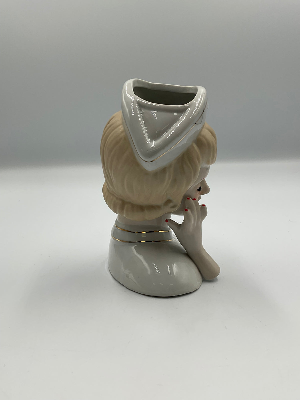 Nippon Nurse Head Vase Planter Red Cross