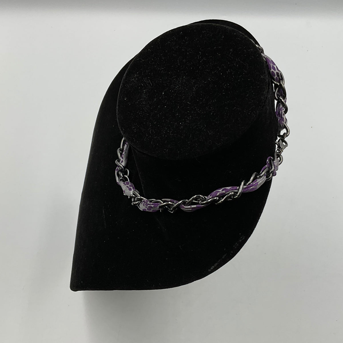 Purple Fabric Threaded Chain Necklace
