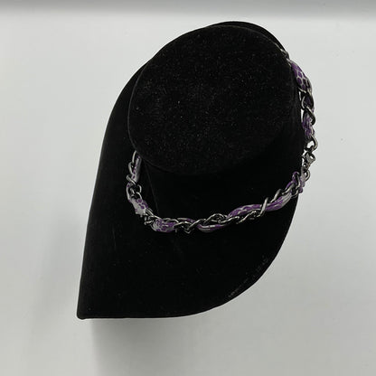 Purple Fabric Threaded Chain Necklace