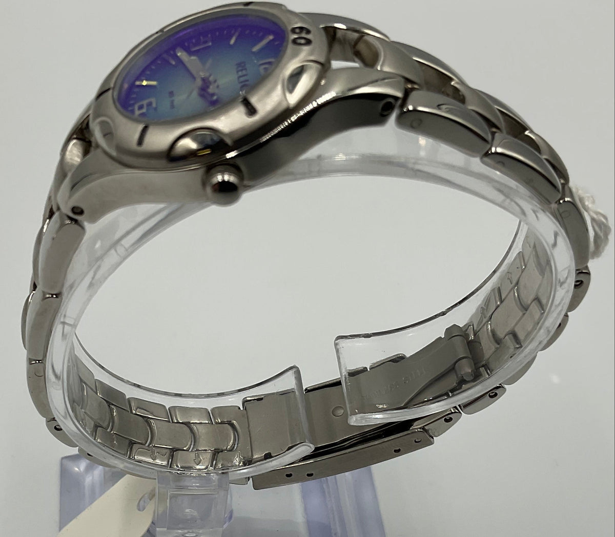 Relic Blue Yellow Gradient Silvertone Watch New Battery Working Condition