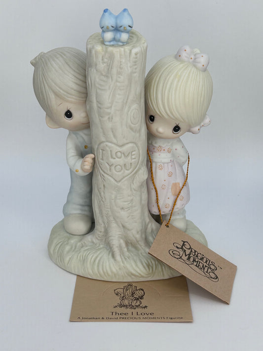 Precious Moments Vintage 1979 Thee I Love Hand Painted Porcelain Collectible Figurine Original Box Mint