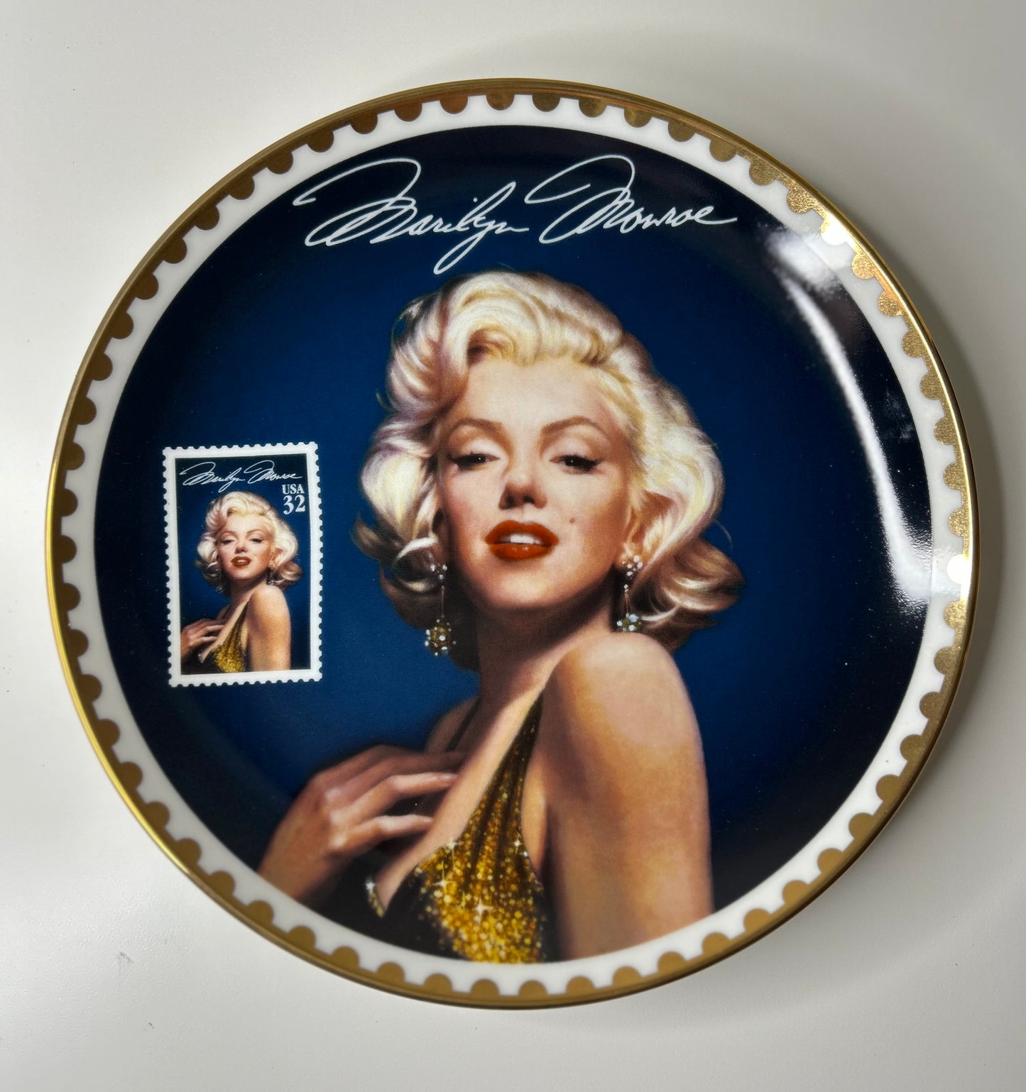 Marilyn Monroe "Sultry Yet Regal" Postage Stamp Collectible Plate #d with COA