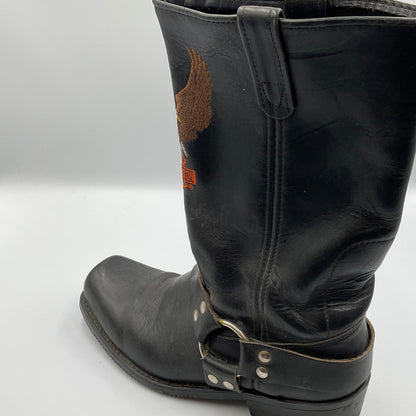 Square Toe USA Harley Davidson Screaming Eagle Black Leather Harness Boots Size 9