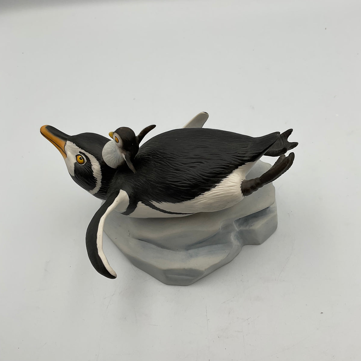 "Whee!" Vintage 1989 Franklin Mint Hand Painted Porcelain Penguins