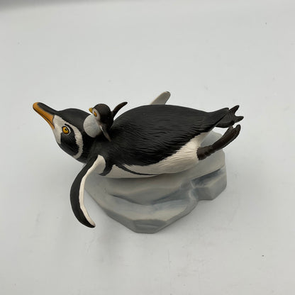 "Whee!" Vintage 1989 Franklin Mint Hand Painted Porcelain Penguins