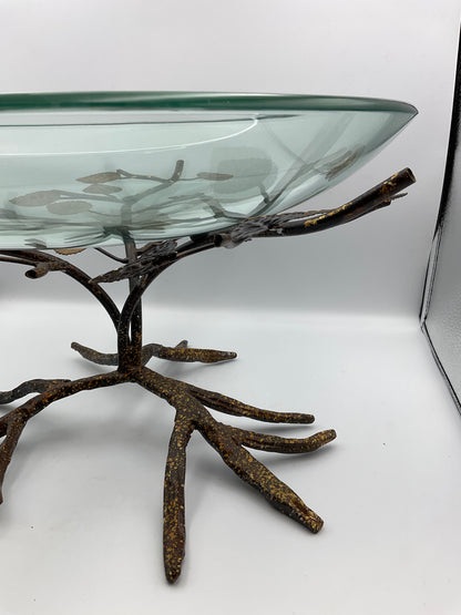 Kensington oversized glass bowl with twig and leaves base