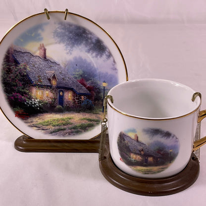 Thomas Kinkade Moonlight Cottage Teacup Display Set Teleflora Gifts