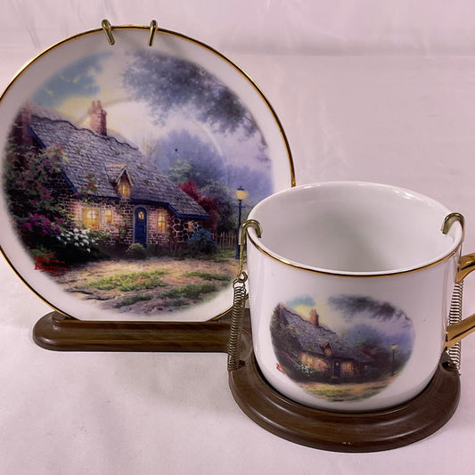 Thomas Kinkade Moonlight Cottage Teacup Display Set Teleflora Gifts