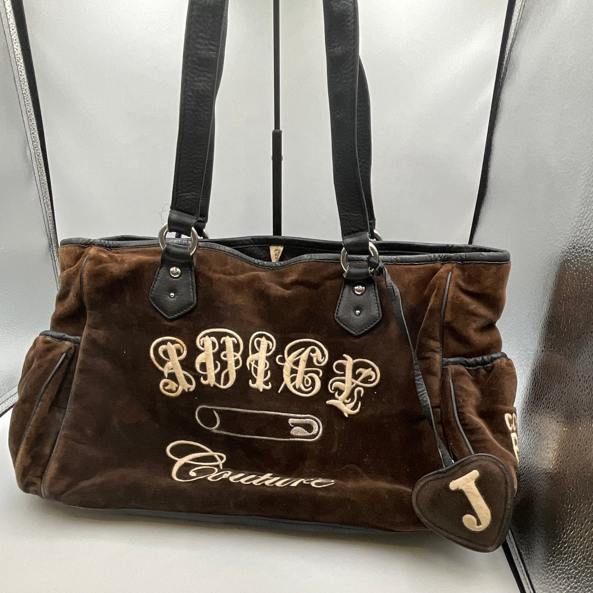 Vintage Y2K Juicy Couture Velour "Safety Pin" Satchel Bowler Bag