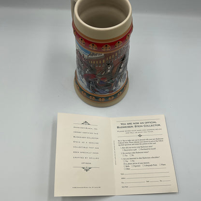 1994 Budweiser Hometown Holiday Collector Stein In Box and COA Beer Mug