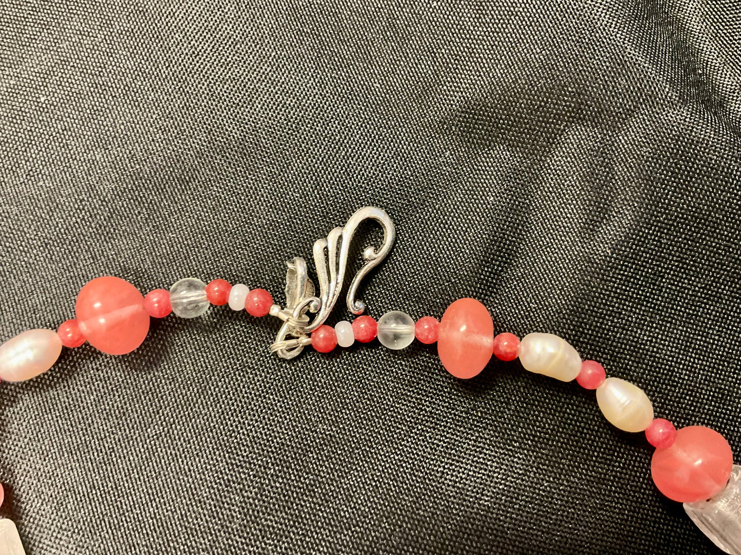 Orange and White Stone Beaded Choker Necklace