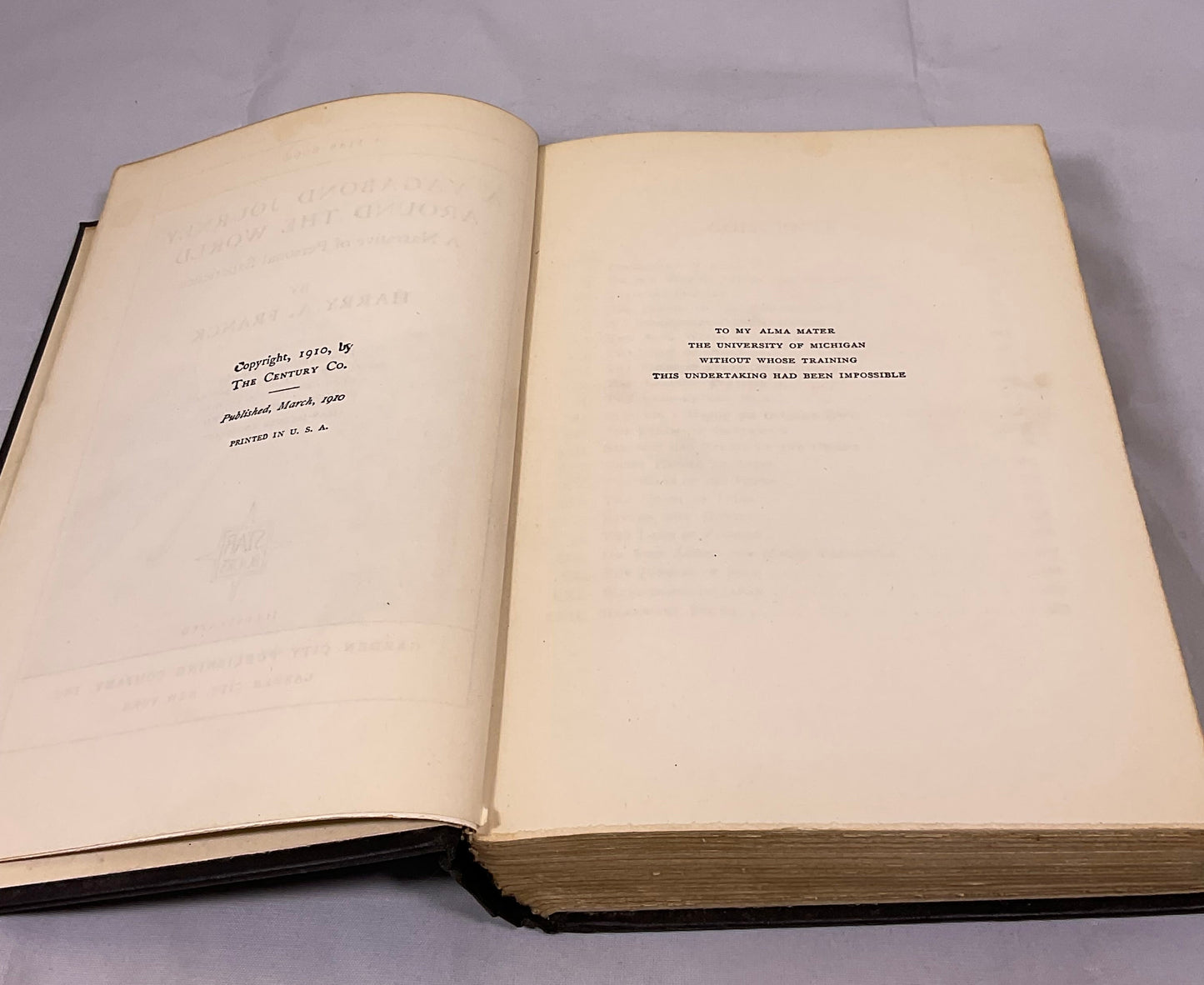 A Vagabond Journey Around the World by Harry A. Franck Vintage 1910 Antique Hardcover Book Garden City Publishing