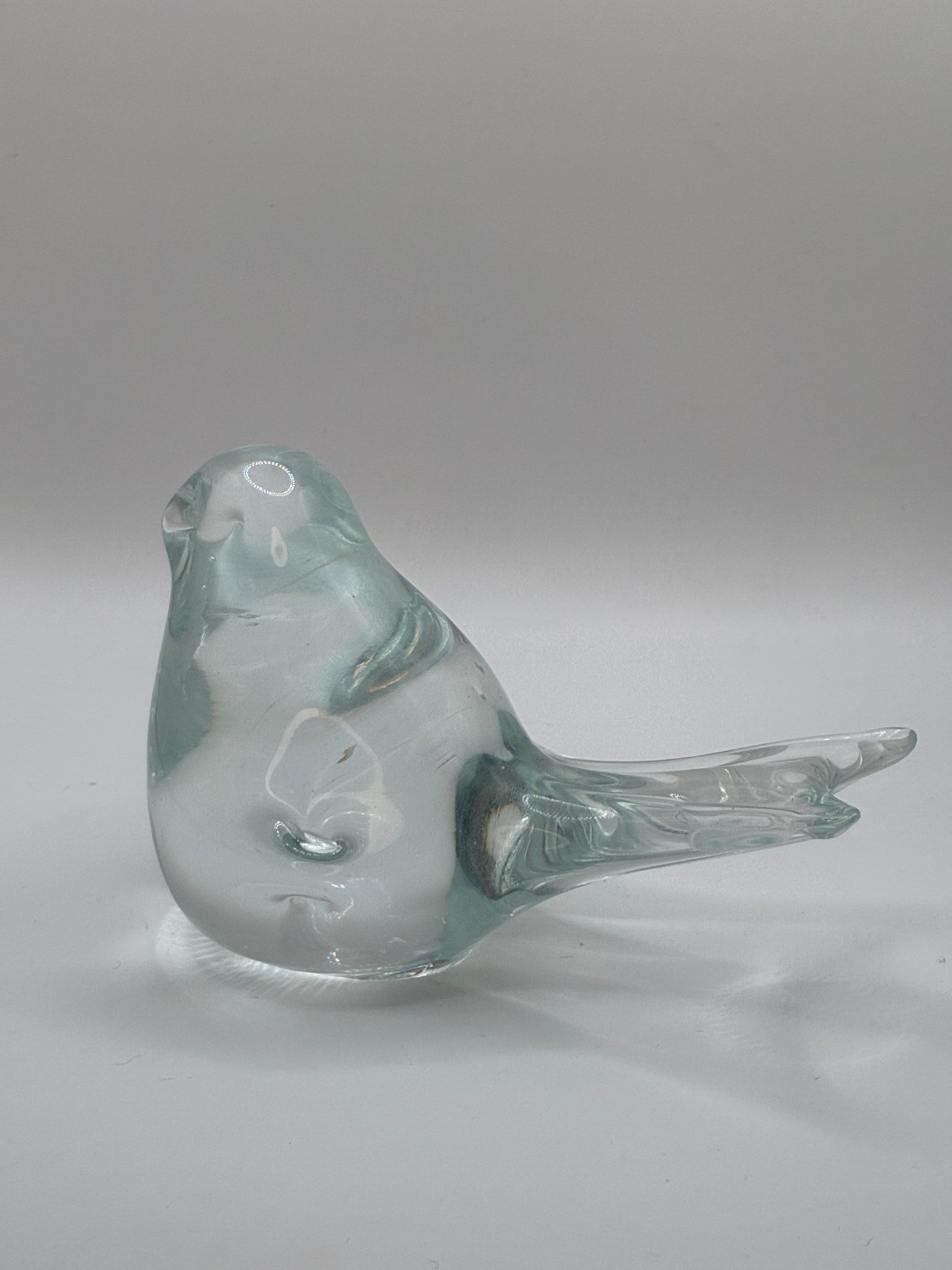 Handmade Artisan Clear Glass Bird Figurine Collectible Art Decor