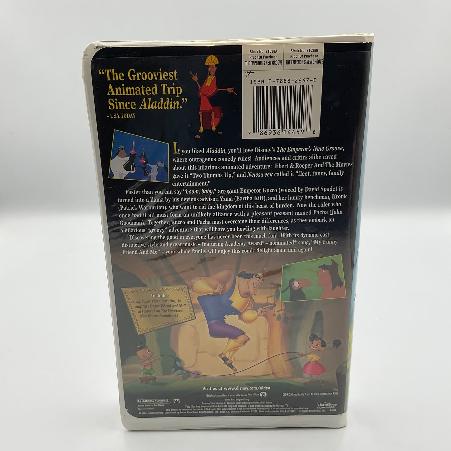 Walt Disney VHS The Emperor’s New Grove 2001 Vintage Video Tape Movie Film Not Tested