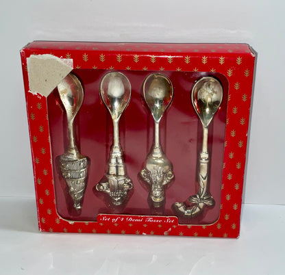 Wallace Silversmiths Silverplated Set of 4 Demi Tasse Spoons New in Original Box