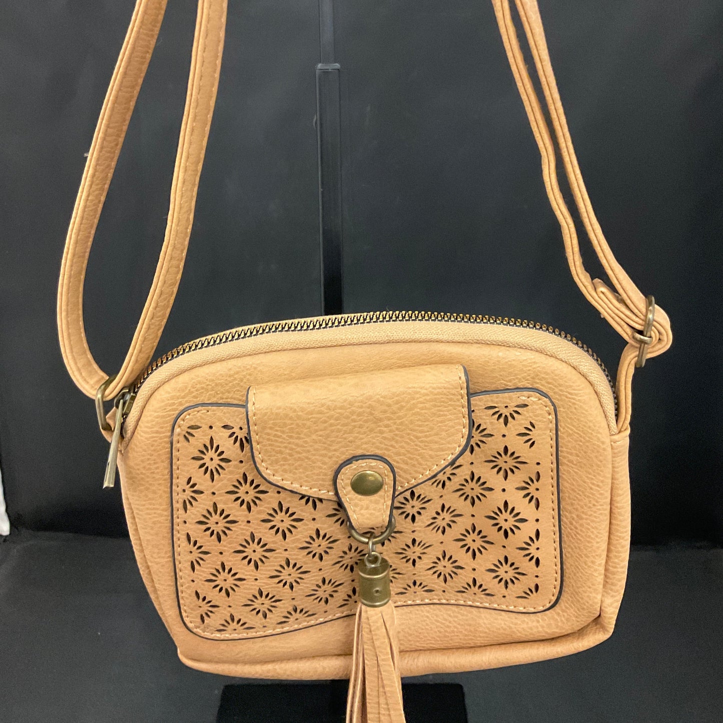 Beige Revive Vintage Leather Crossbody Bag