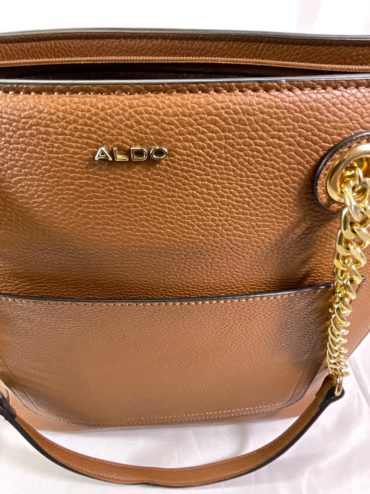 Aldo Brown Leather Style Goldtone Hardware Shoulder Bag Purse