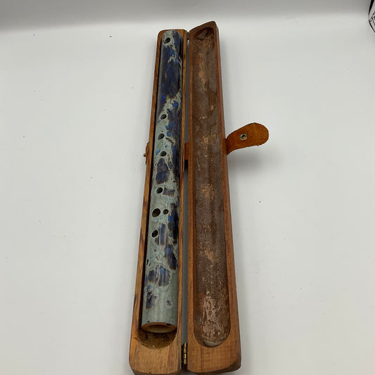 Vintage handmade Porcelain flute in wooden case