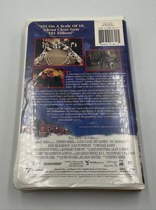 Disney’s 101 Dalmatians Live-Action VHS Tape Starring Glenn Close