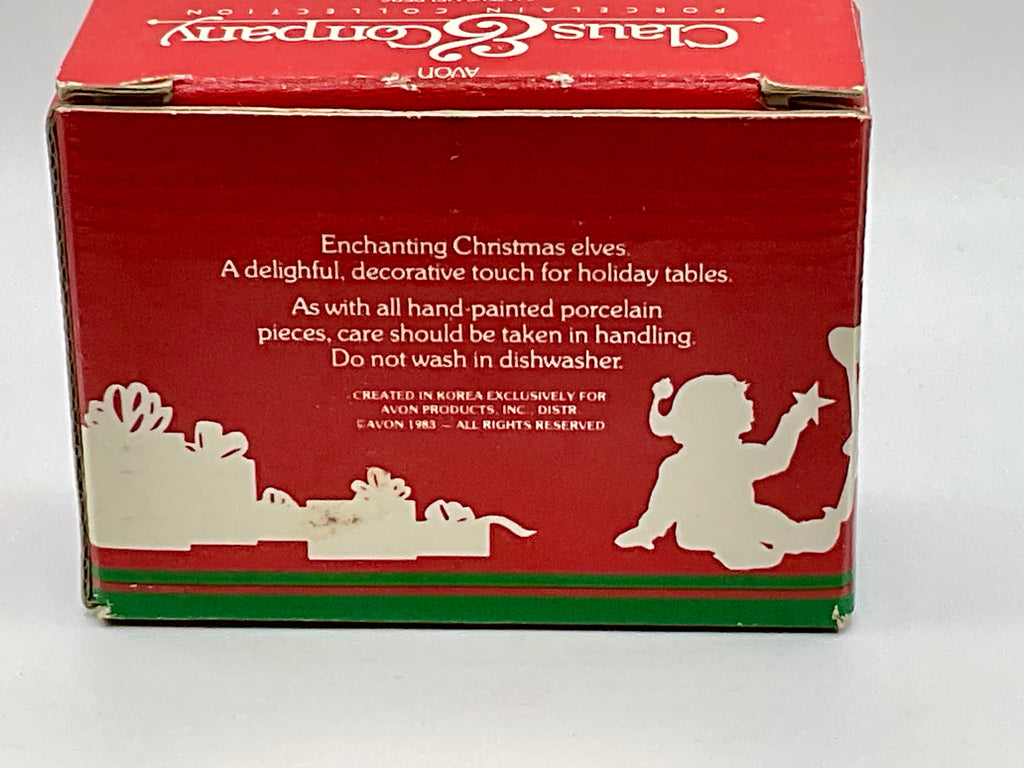 Claus & Company Porcelain Collection Santa's Helpers Salt Pepper Shakers Vintage Christmas Holiday Decor with Original Box