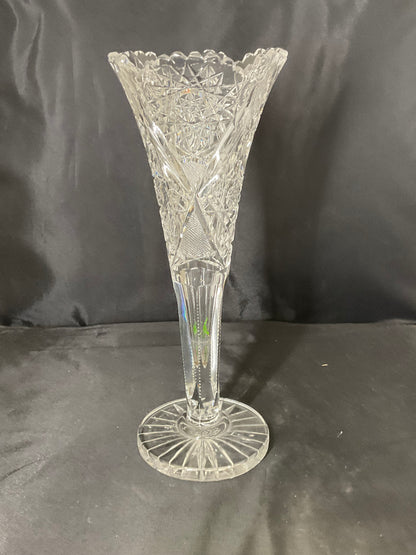 Vintage American Brilliant Period Cut Glass Trumpet Vase