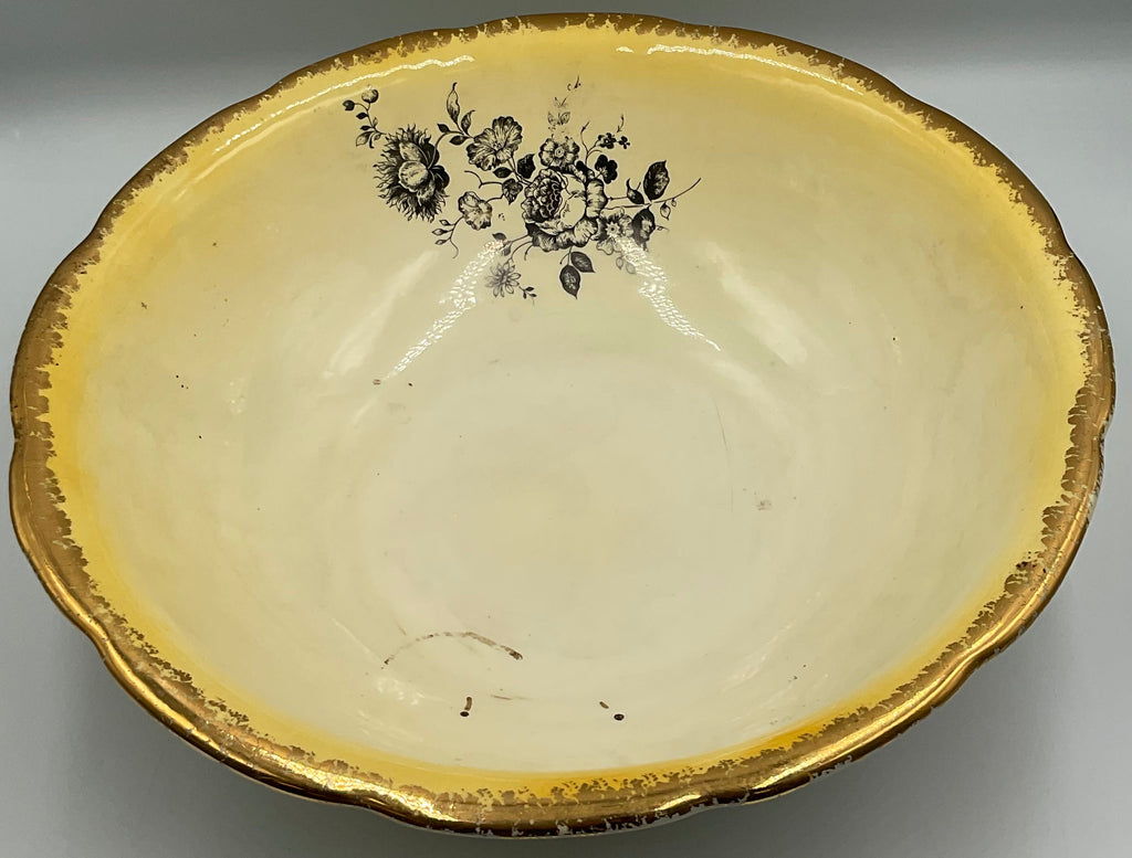 Vintage Large Centerpiece Bowl with gold leaf
