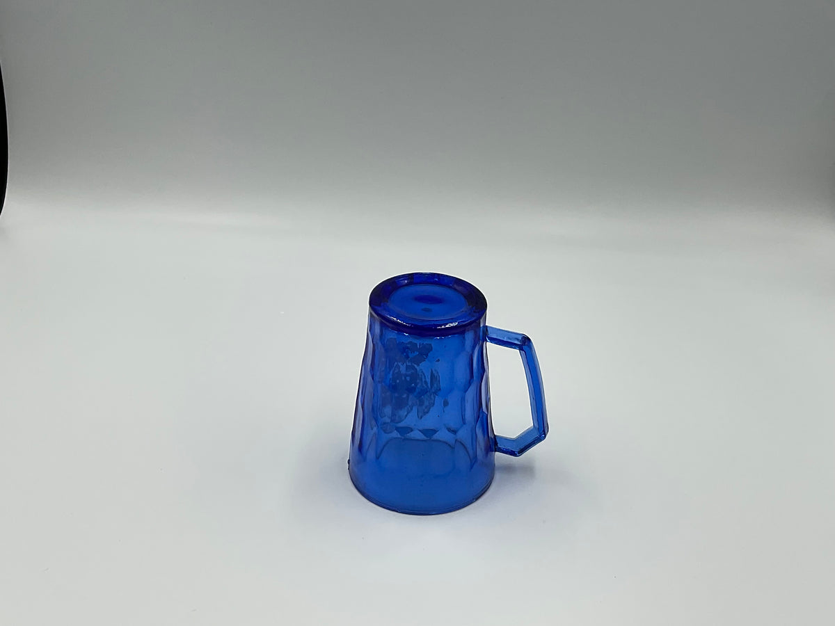 1930s Shirley Temple cobalt blue depression glass child’s mug