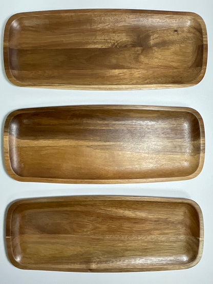 Hecef 3Pcs Charcuterie Board Platter Set Acacia Wood Serving Tray Cheese Boards Dessert Table Display Set