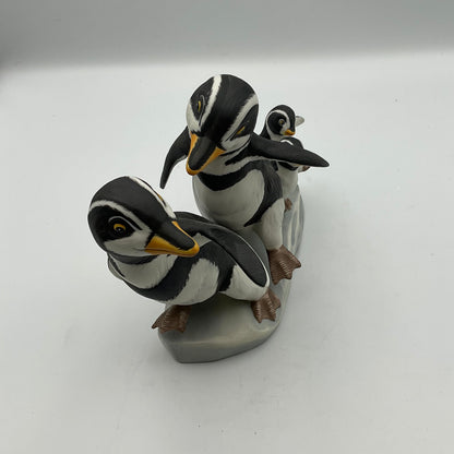 Walk This Way Vintage 1989 Franklin Mint Hand Painted Porcelain Penguins
