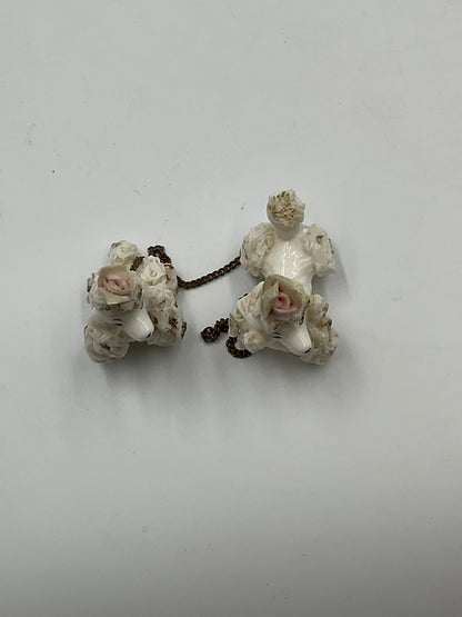 Vintage Spaghetti Poodles Lefton Japan Miniature Pair Connected on Chain