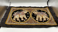 Vintage Burmese Kalaga Tapestry Hand Embroidered Elephant Wall Hanging Made in Myanmar