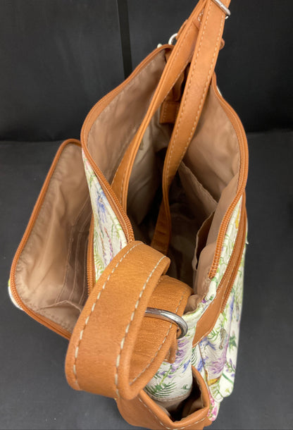 Floral Print Medium Shoulder Bag Wildflower Butterflies Pattern Handbag Purse