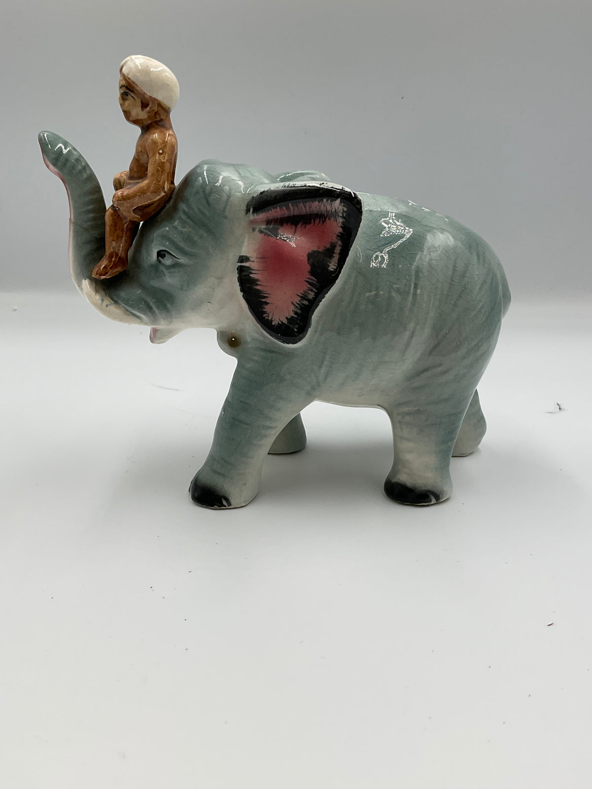 Vintage Elephant Ridden By Boy Figure decor