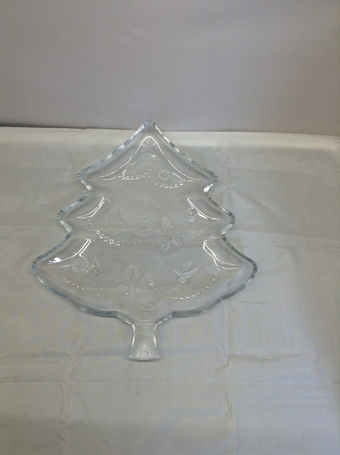 Vintage Mikasa Christmas Tree Clear Glass Crystal Platter 13" w/Box Model  WY158/501