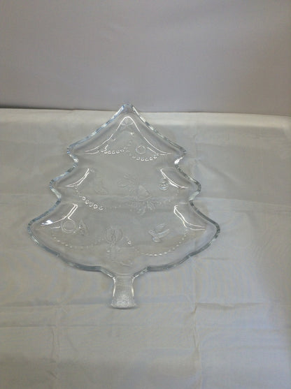 Vintage Mikasa Christmas Tree Clear Glass Crystal Platter 13" w/Box Model  WY158/501