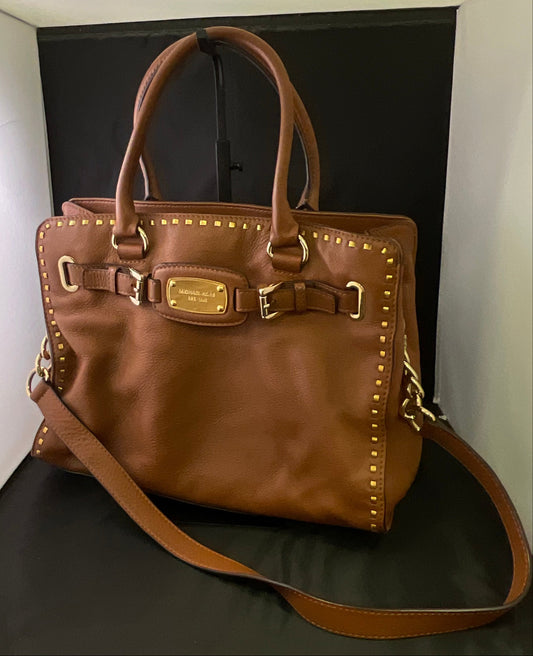 Michael Kors Brown Leather Whipped Hamilton Tote Bag and Wallet