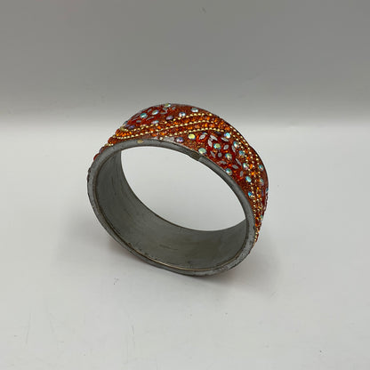 Wide Cuff Bangle With Orange Crystals