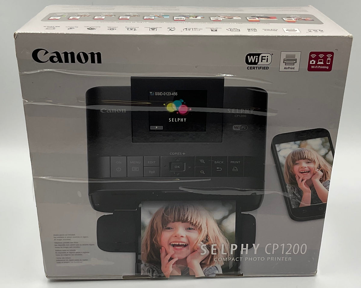 Canon SELPHY CP1200 Wireless Compact Photo Printer Black Bundle With Box