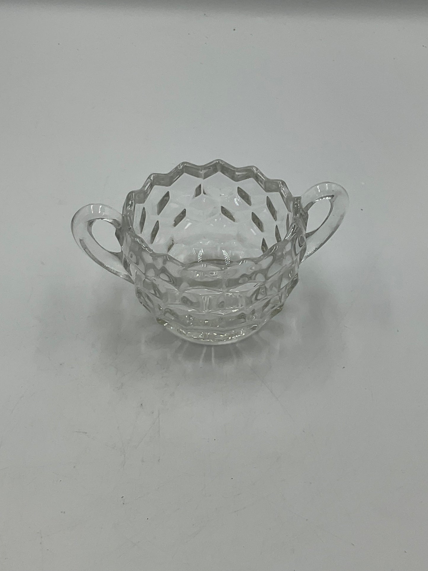 Vintage Fostoria American Clear Glass Creamer,Open Sugar Bowl and Matching Under Tray