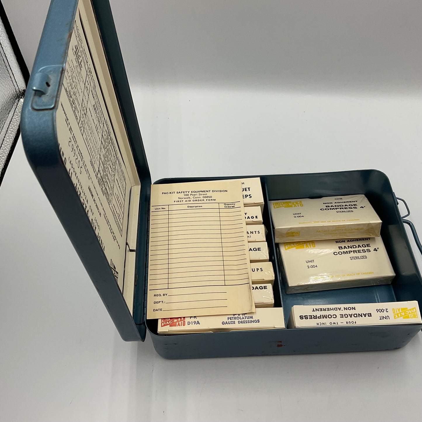 Vintage Blue Metal First Aid Kit