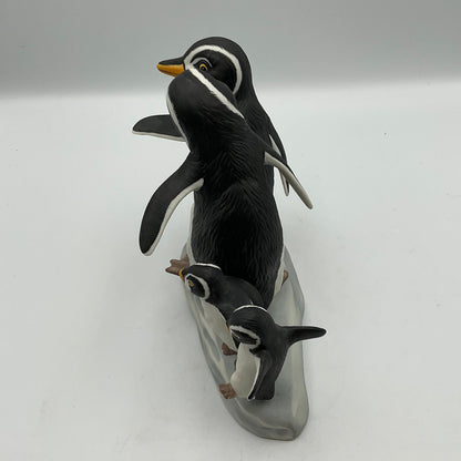 Walk This Way Vintage 1989 Franklin Mint Hand Painted Porcelain Penguins
