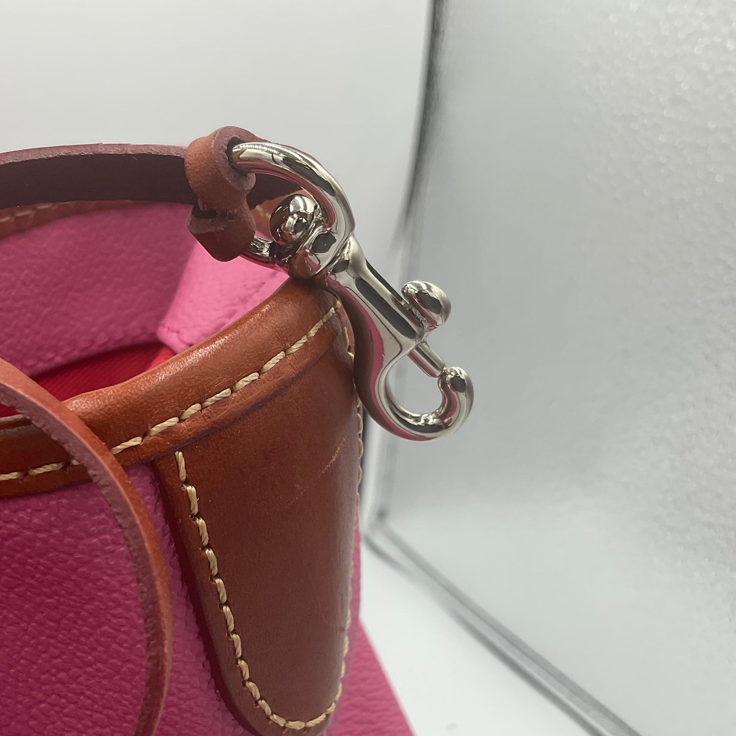 Hot Pink Dooney & Bourke Leather Satchel Shoulder Bag Handbag Purse